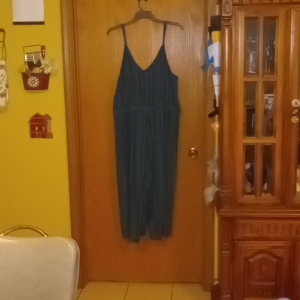 Womens green/teal rompers wide leg spaghetti strap adjustable - Picture 2 of 6